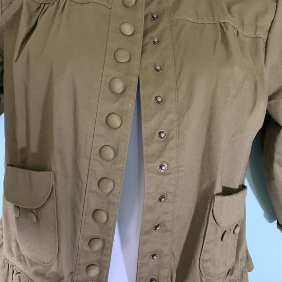 Motto olive green cropped military style tailored jacket with pockets Sz M - Picture 2 of 10